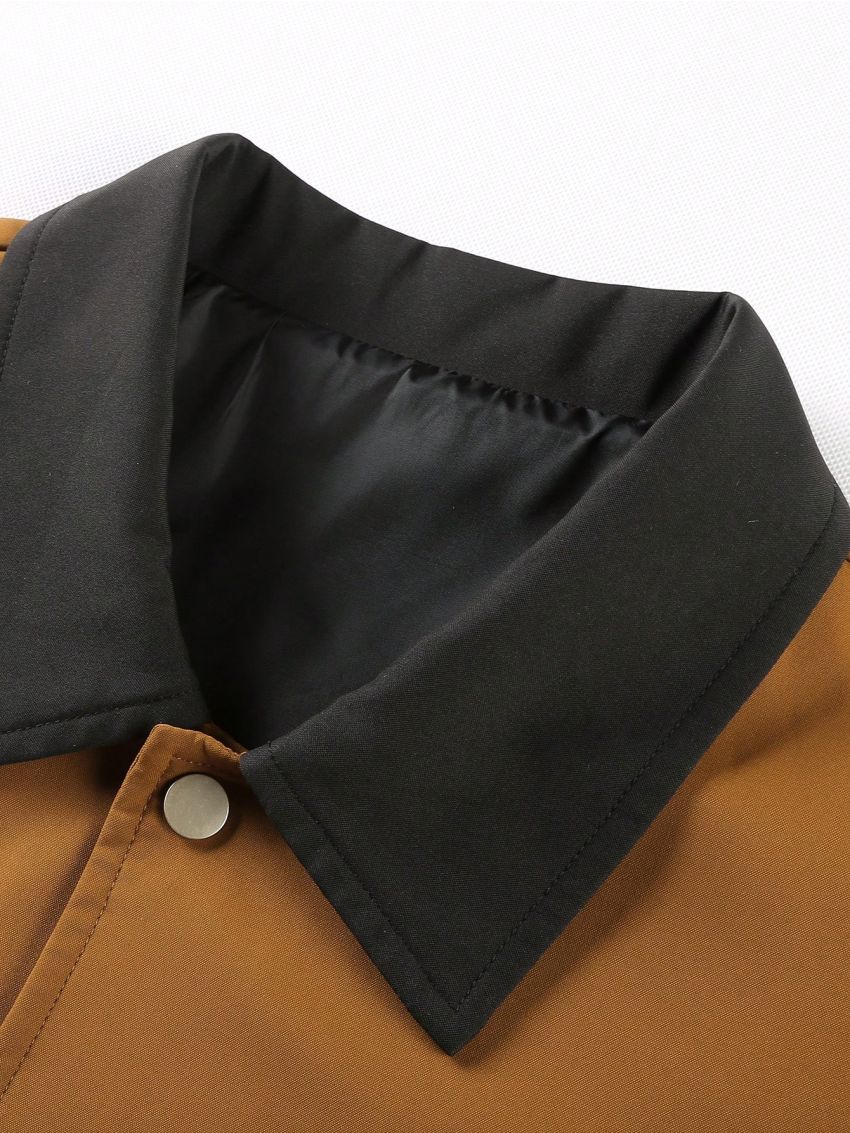 Manfinity Homme Men Letter Patched Striped Trim Drop Shoulder Varsity Jacket