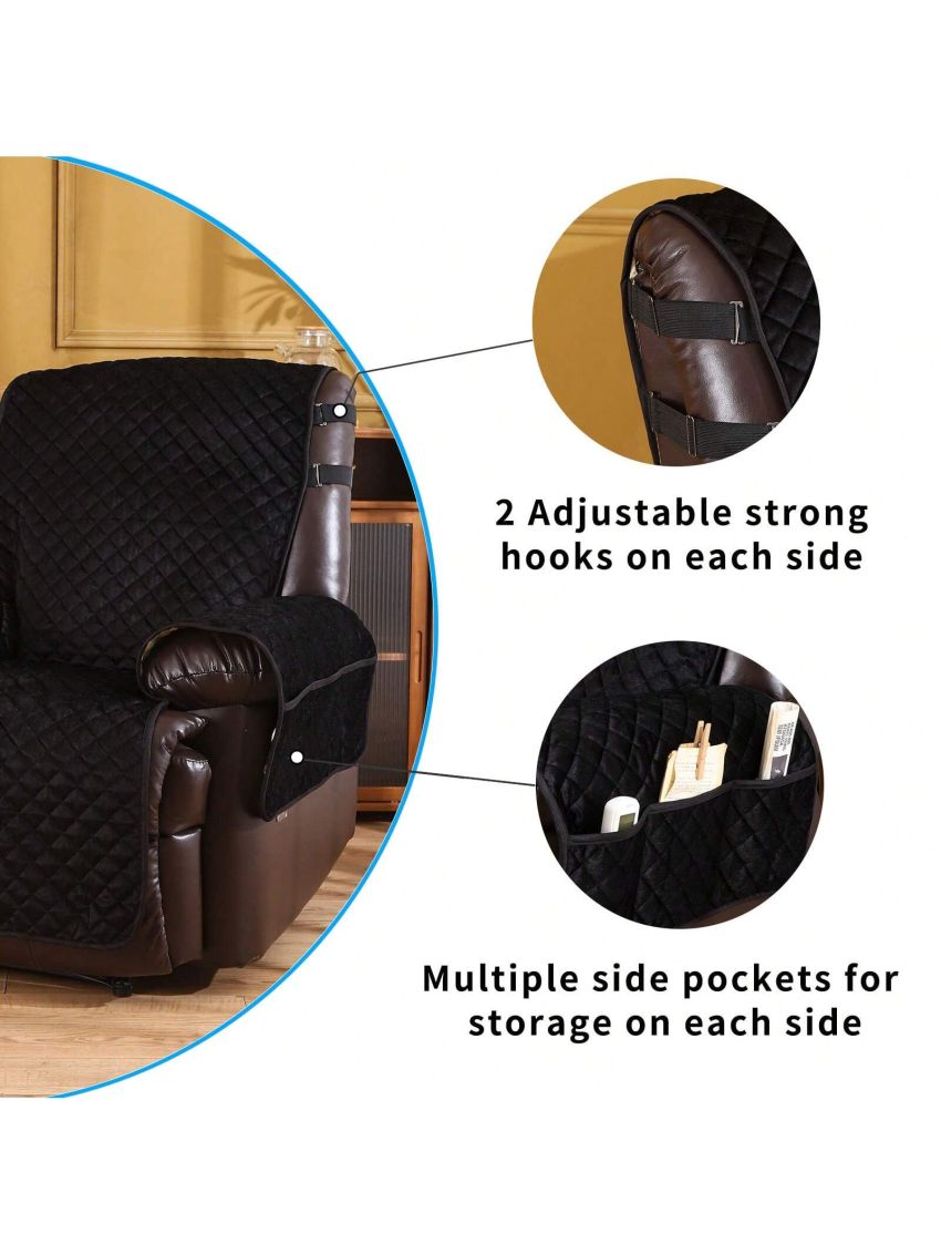 Velvet Recliner Covers Non Slip Waterproof Large Recliner Chair Covers for Leather Chairs Reversible Recliner Sofa Cover for Living Room Recliner Furniture Protectors Covers for Dog Pets