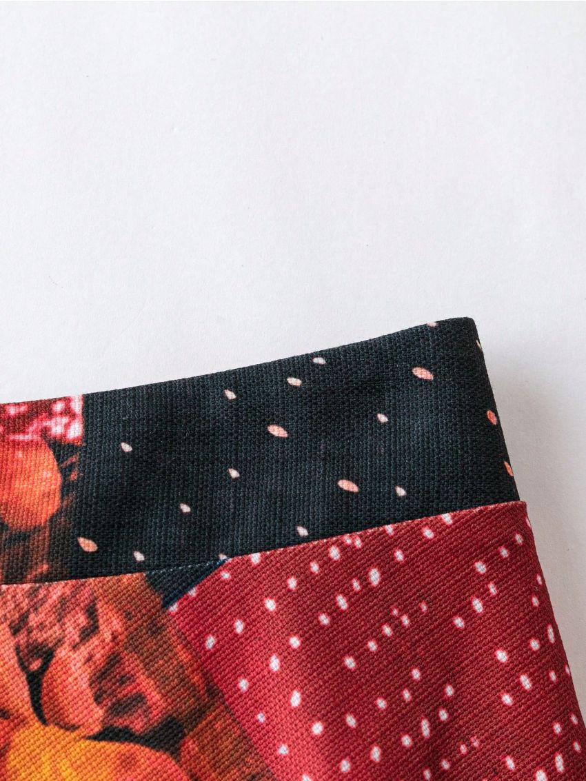 Plus Patchwork Print Flare Skirt