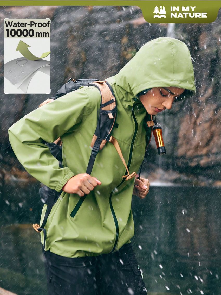 In My Nature Solid Color Hooded Softshell Jacket With Zipper And Drawstring