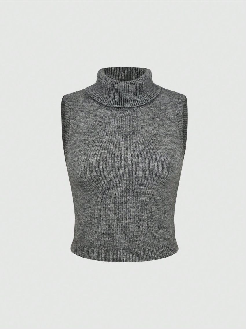 Gray Turtleneck Sweater Vest