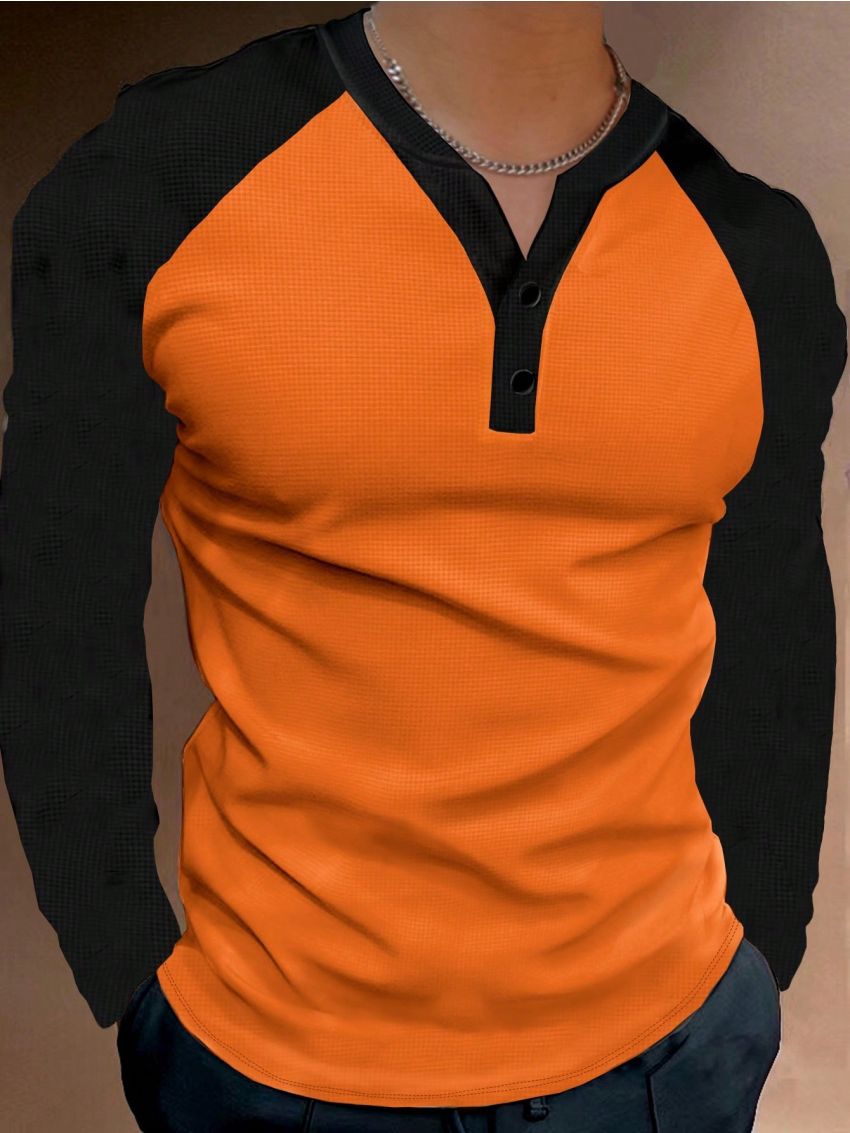 Men Colorblock Raglan Sleeve Tee