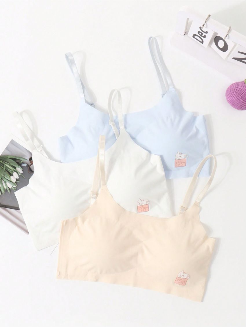 Girls' Cartoon Printed Underwear Set, 3pcs