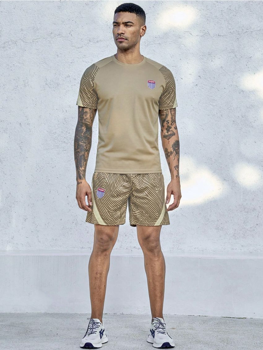 Basketball Men's Letter Print Drop-shoulder Sleeve Basketball Jersey Set