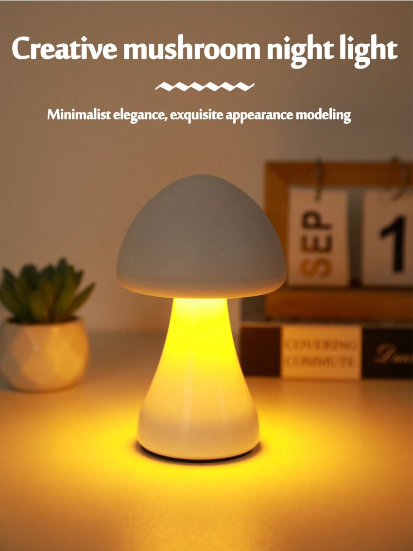 1pc 3-color Mini Mushroom Decor Desktop Night Light & Mini Mushroom Decorative Night Light