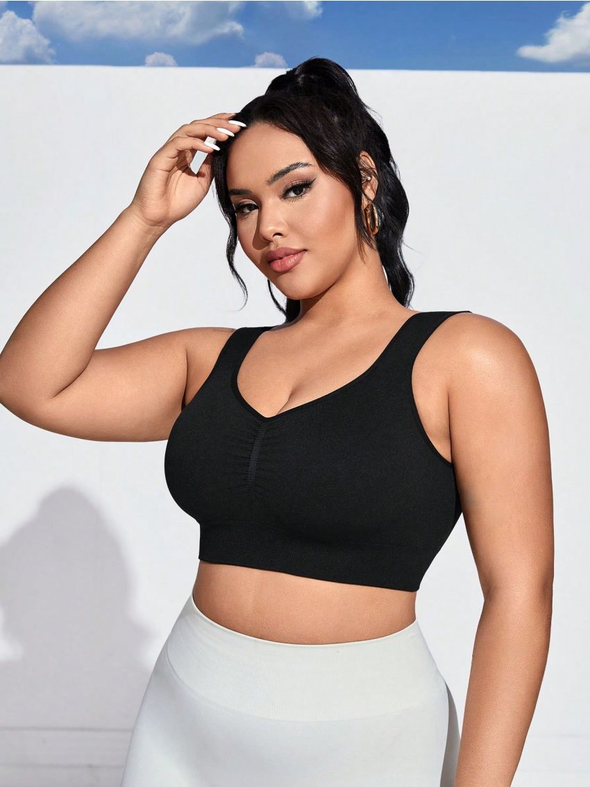 Yoga Futuristic Plus Size Women's Solid Color Hollow Out Back Cutout Sports Bra