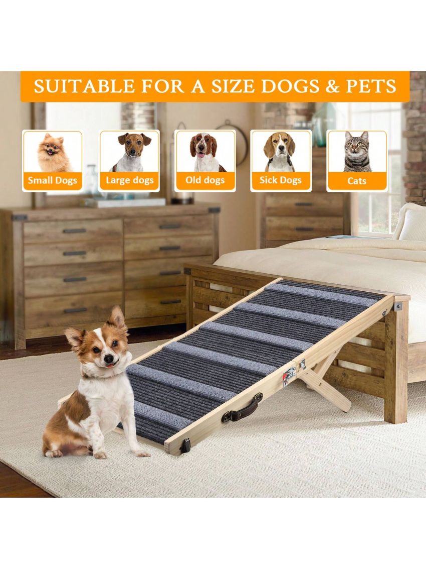 Adjustable Dog Ramp, Folding Pet Ramp, Dog Stairs, Cat Ramp, Portable Dog Steps Suitable, 43.3