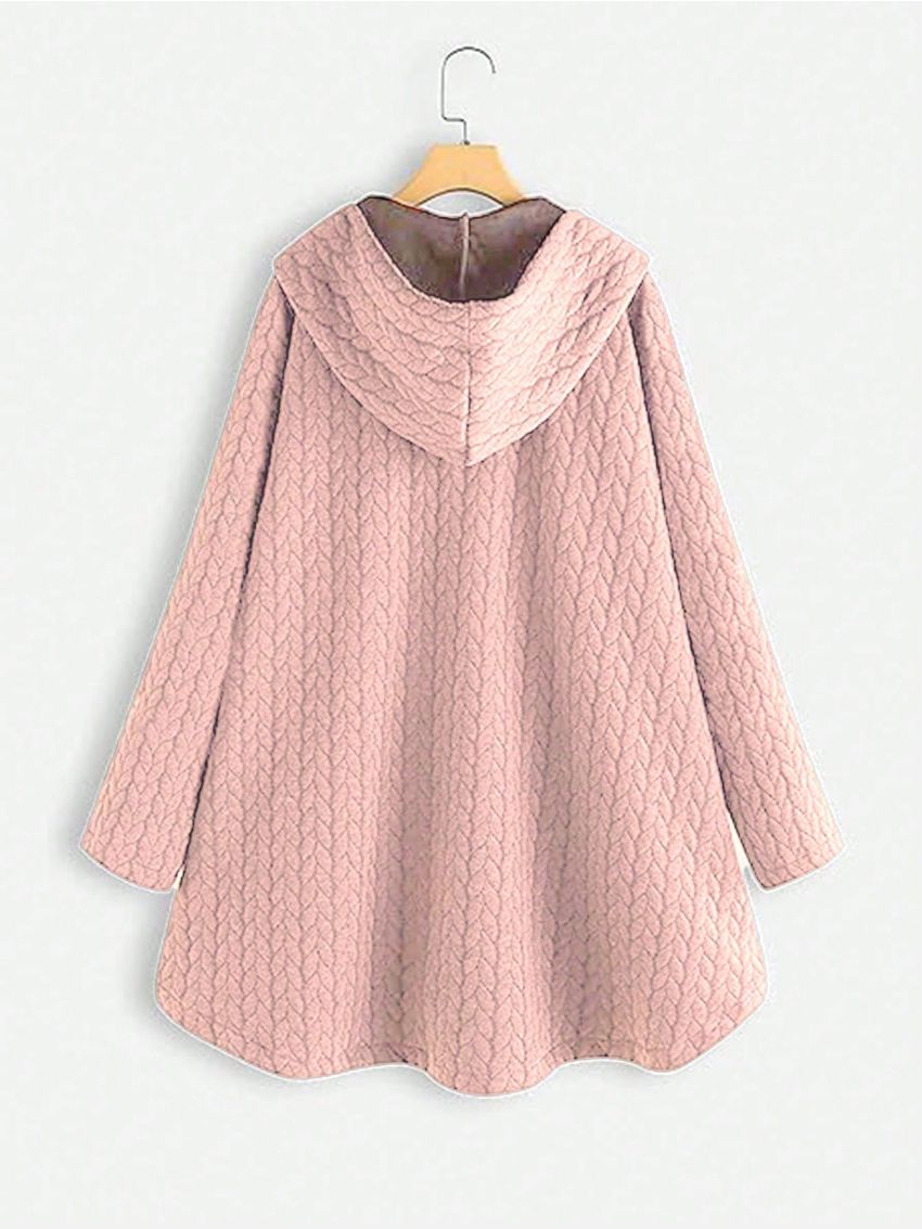 Plus Size Women'S Hooded Coat With Wheat Texture