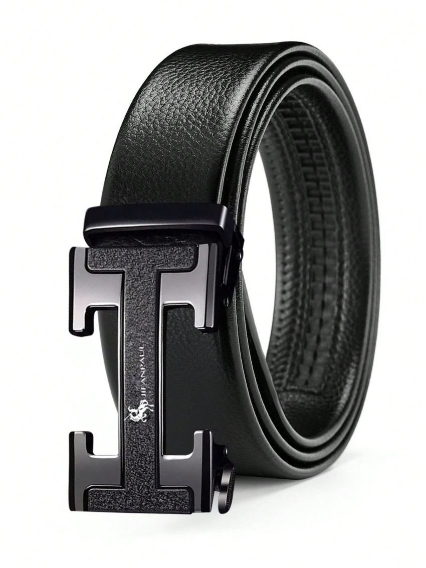 1pc Men's Fashion Business Casual Versatile Smooth Buckle Pu Leather Belt For Meeting And Travel