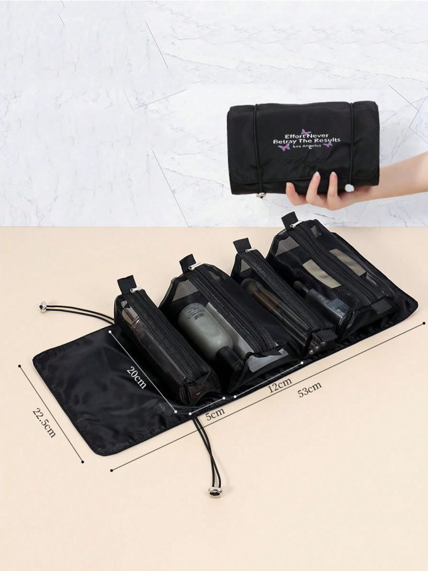 Threesuture 4-In-1 Removable Makeup Bag Travel Toiletry Bag Large Capacity Waterproof Mesh Organizer