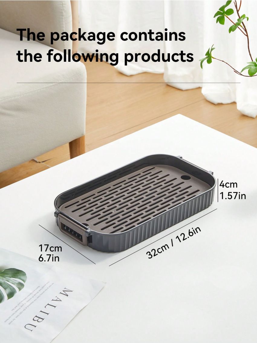 1pc Plastic Double Layer Cake Fruit Snack Storage Tray Cup And Tea Utensil Draining Plate