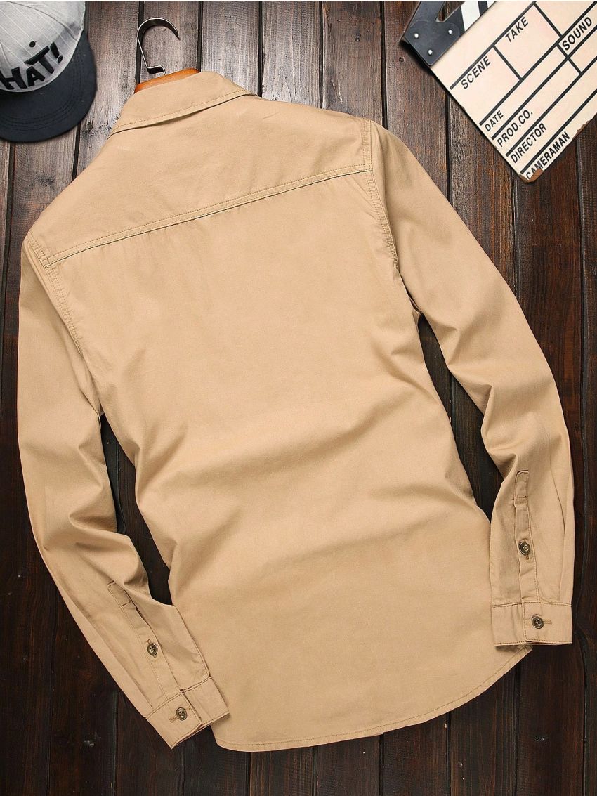 Men Flap Pocket Button Front Denim Shirt Without Tee