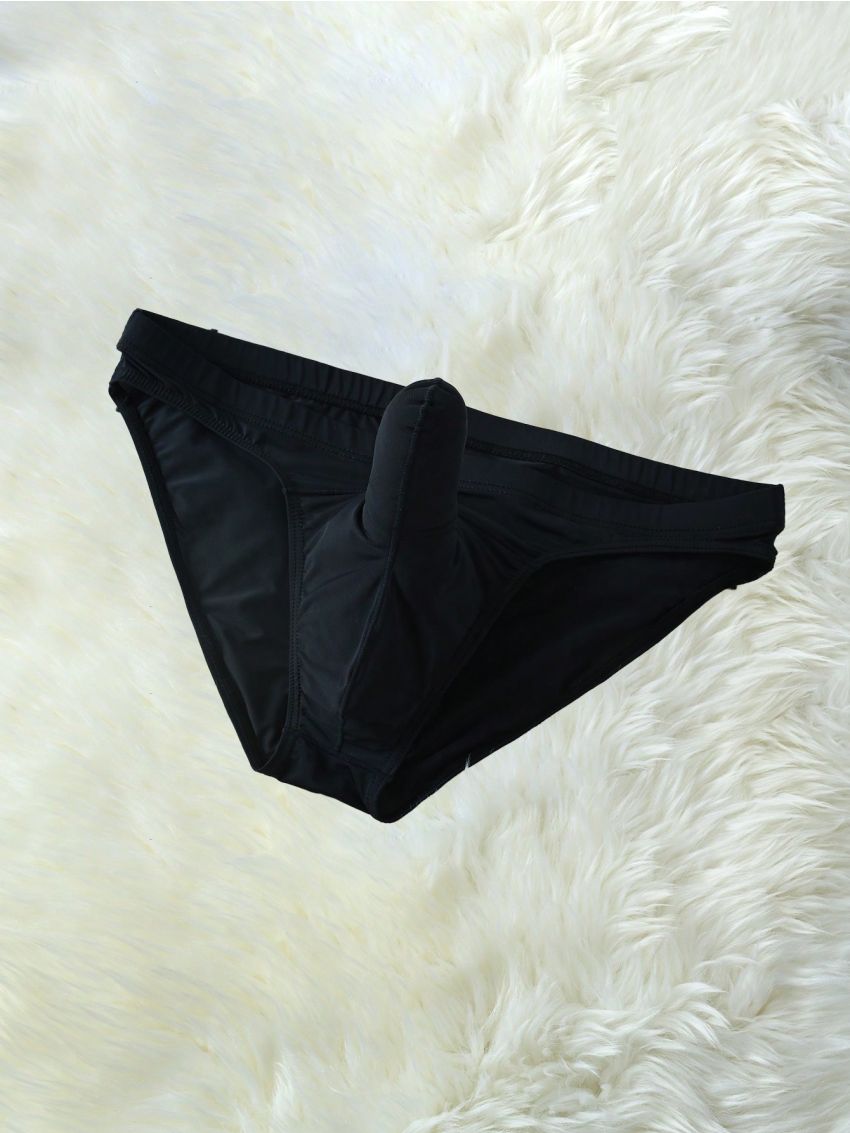 Men's Ice Silk Trunks With Elephant Nose Design And Breathable Bullets Separated Compartments, Low Waist And Sexy