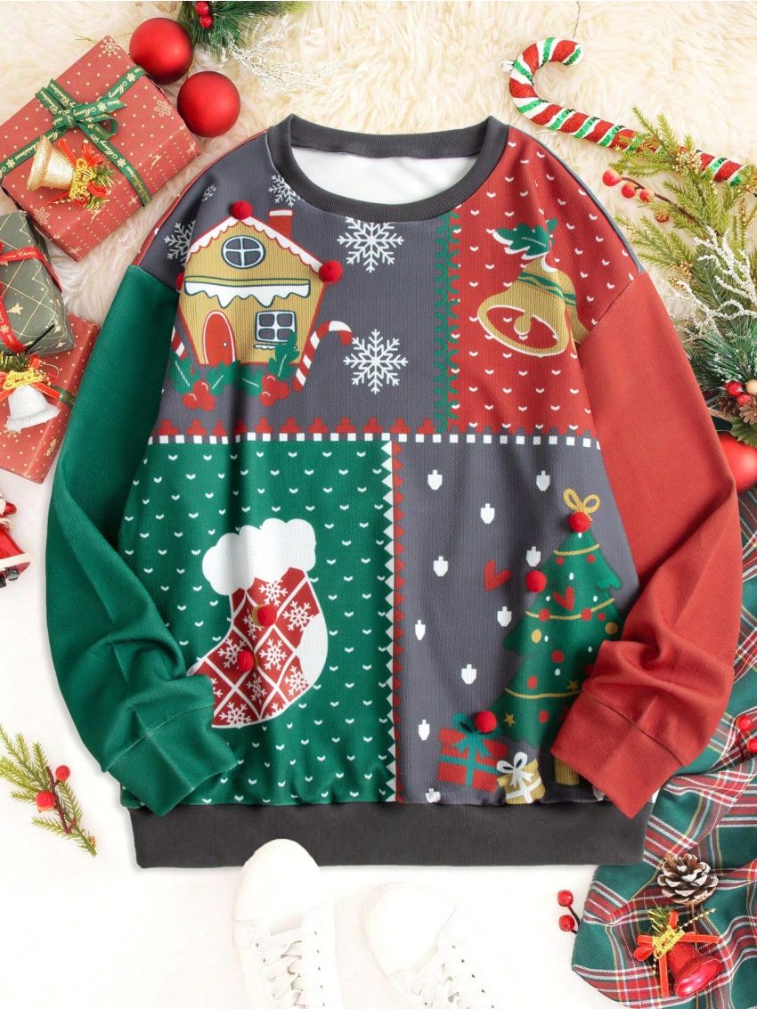 Men Christmas Print Drop Shoulder Sweatshirt