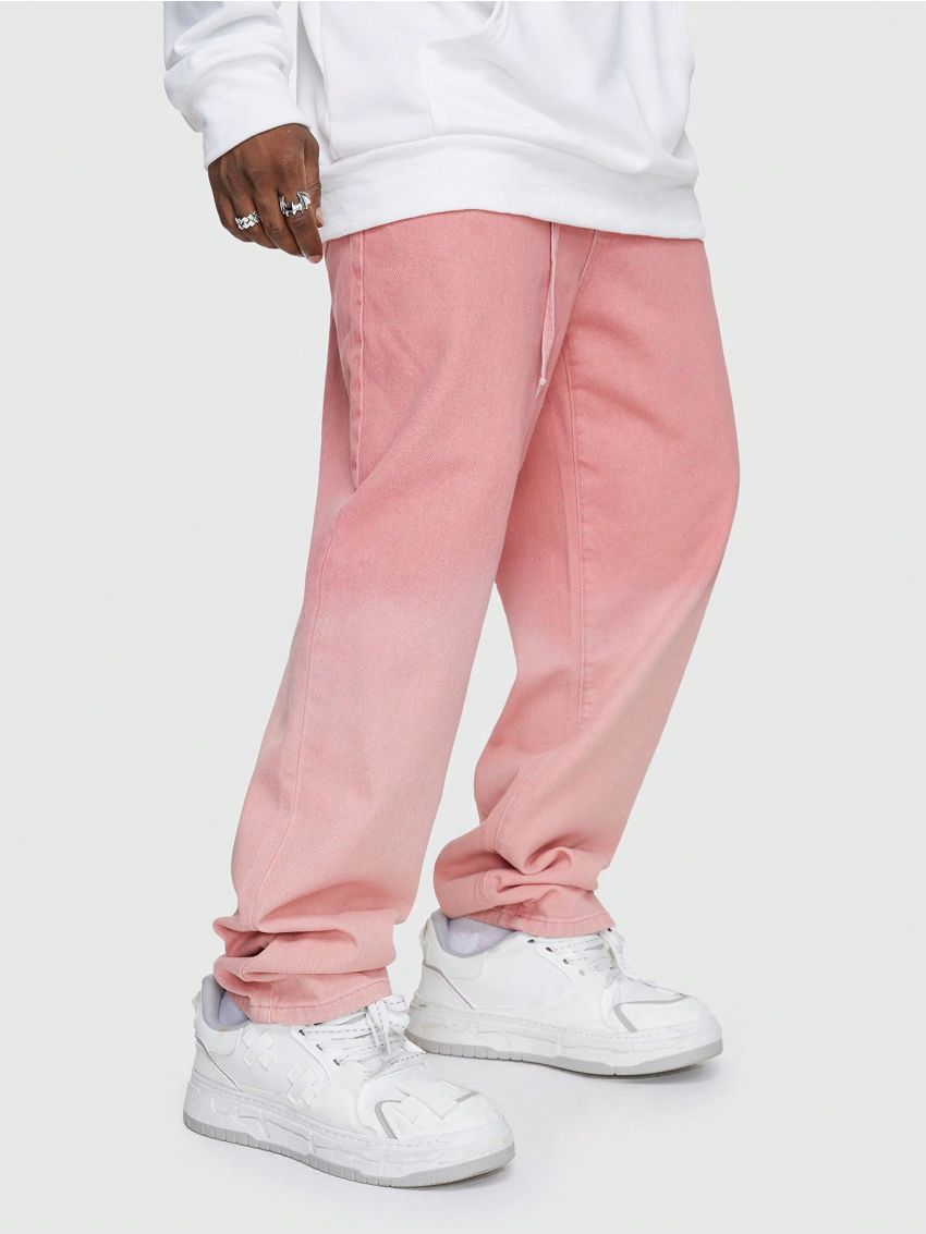 ROMWE Street Life Men's Straight Fit Drawstring Denim Jeans