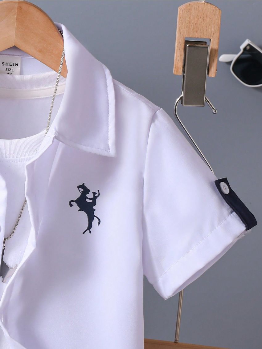 Toddler Boys' Gentleman Style Short Sleeve Shirt And Shorts Set