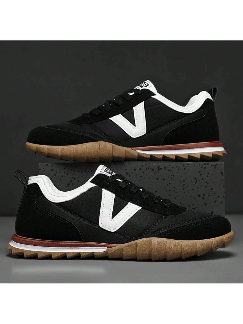 Men's Breathable Patchwork Athletic Shoes, Lightweight Low-top Flat Casual Canvas Shoes