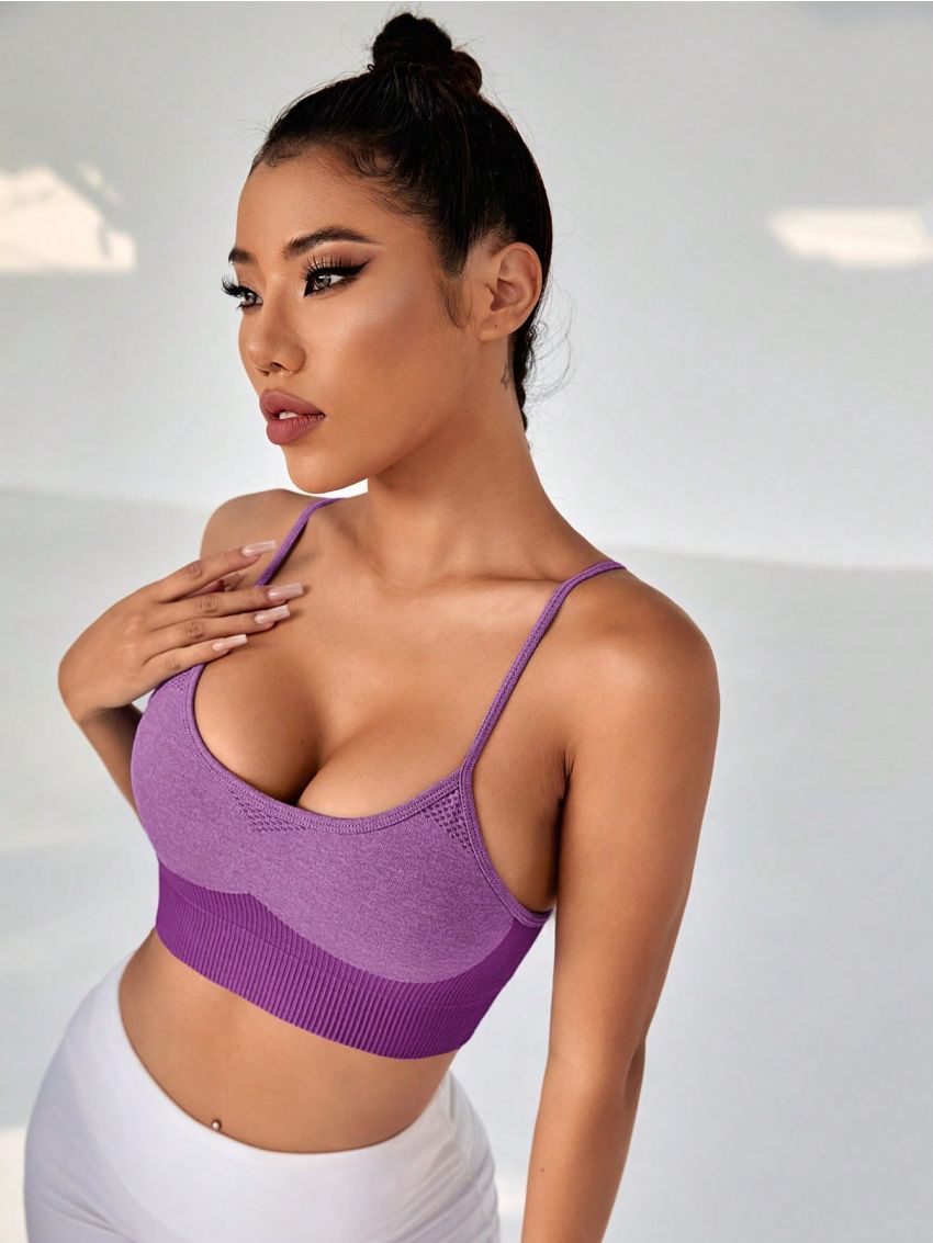 Two Tone Crisscross Backless Sports Bra