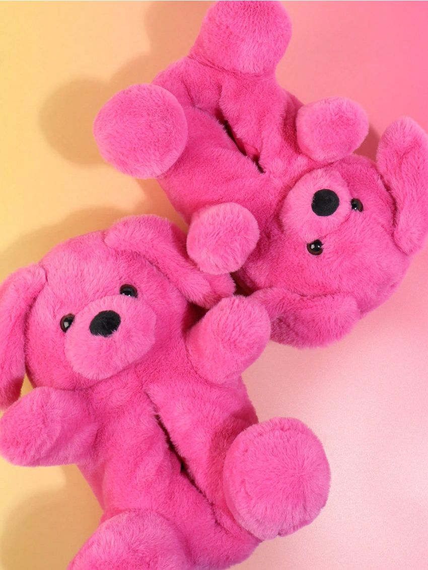 Women's Home Slippers With Small Dog Design