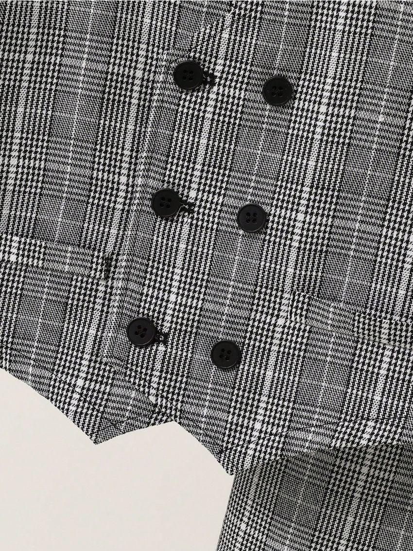 SHEIN Toddler Boys' Gentlemen Plaid Vest And Pants Suit