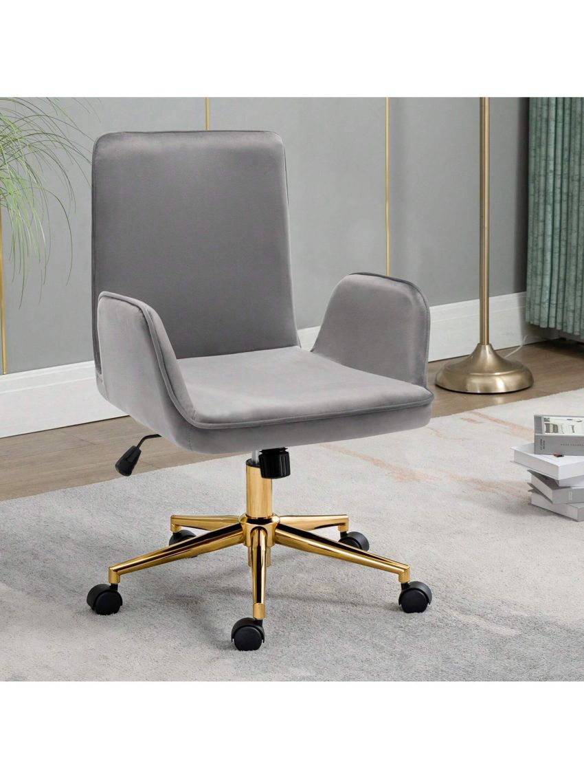 Fumahaus 1 PC Velvet Home Office Desk Chair Height Adjustable Swivel Task Chair for Living Room Study Room and Bedroom