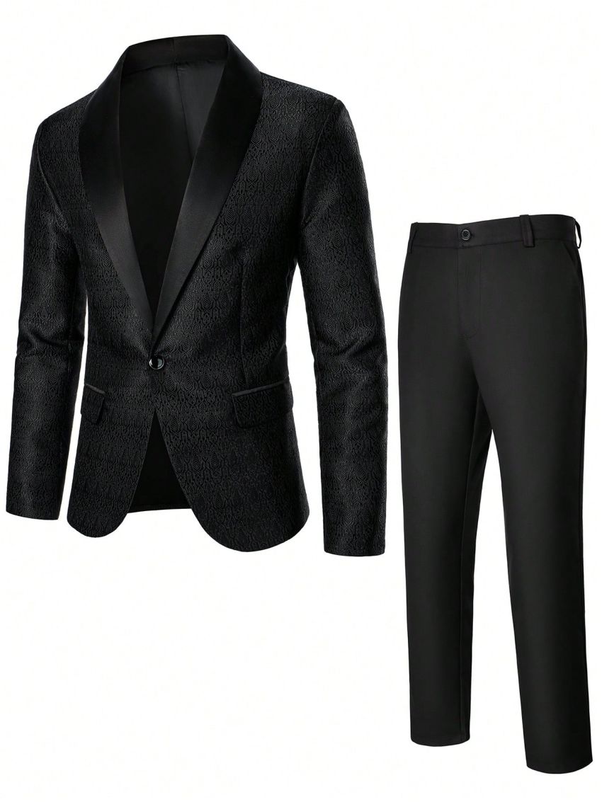 Manfinity Men'S Shawl Collar Suit Jacket And Pants Set