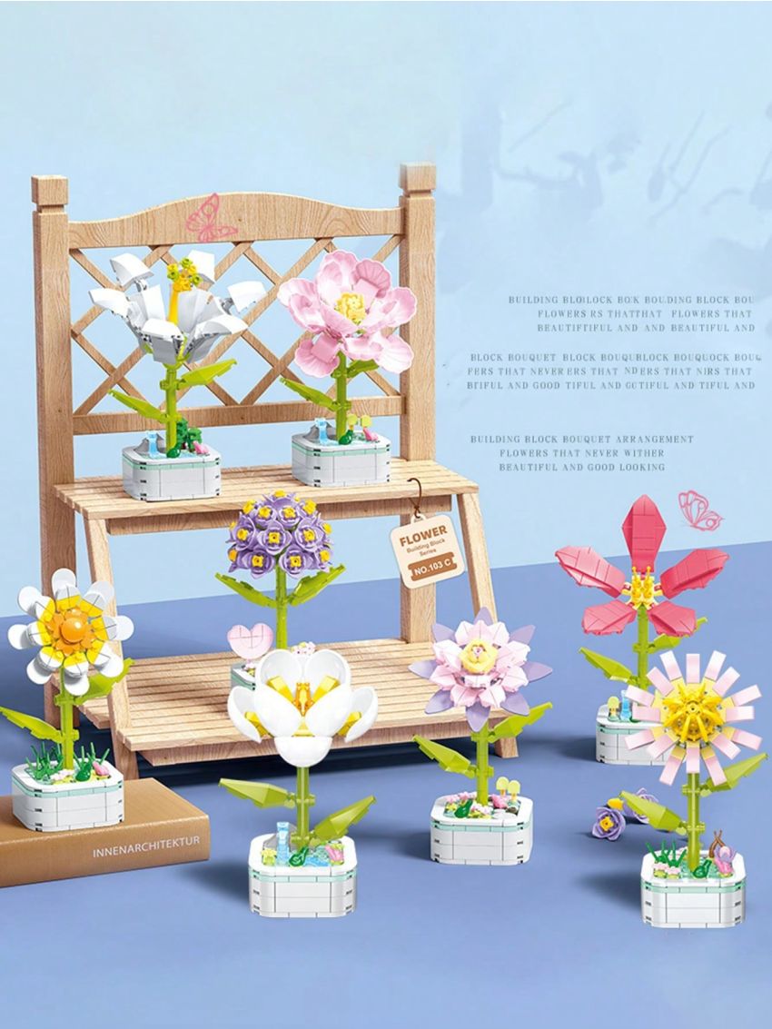 1pc Building Bricks Flower Blind Box, Suitable For Daily Play