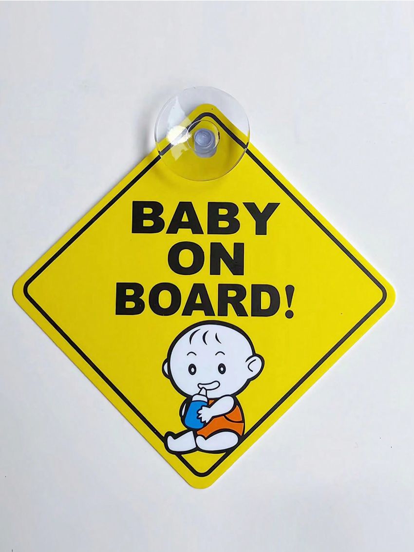 1set 'baby On Board' Car Warning Sign Sticker With 1 Suction Cup For Baby's Safety And Potential Hazards Caution (random Dispatch)