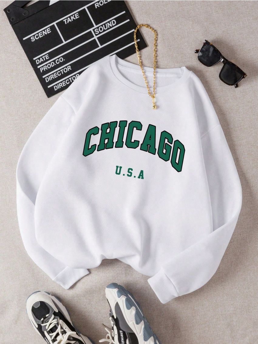 Teen Girls' Fleece Letter Printed Sweatshirt