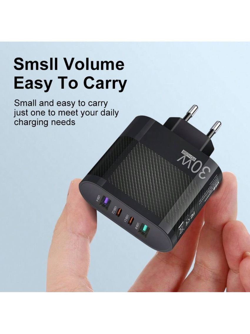 Black 3.5a Phone Charger, Multi-interface 2 Type-c Pd+2usb Charging Head, Portable Charger, Compatible With Xiaomi/huawei Adapter