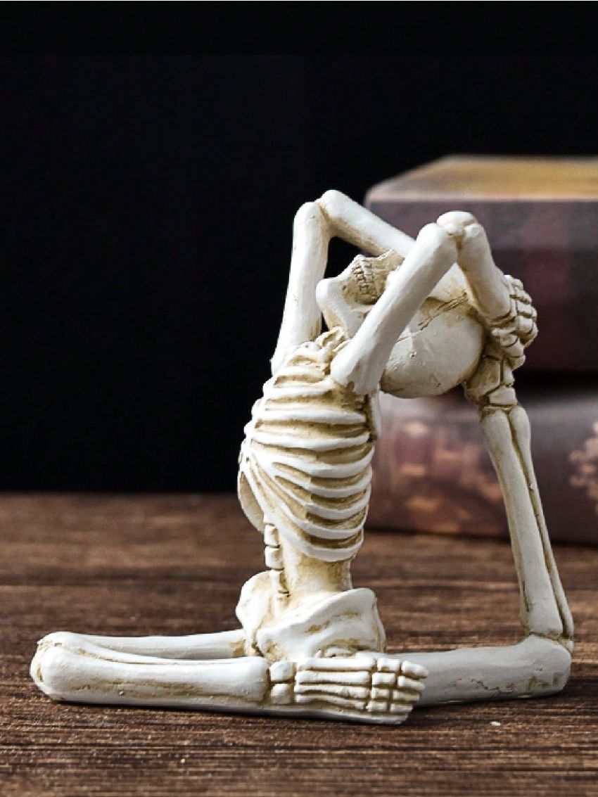 1pc Halloween Yoga Skeleton Statue Skull Polyresin Craft Ornament Photography Prop