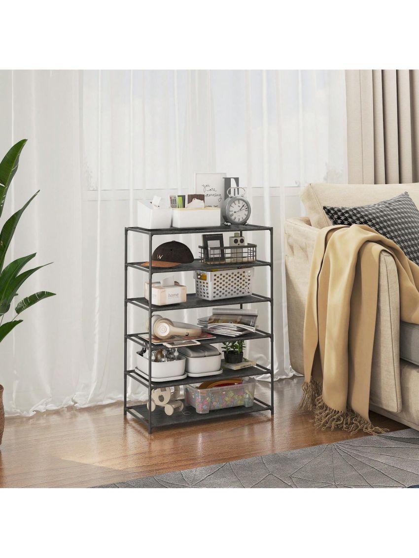 10 Tiers Shoe Rack, Simple Houseware 10-Tier Shoe Rack Storage Organizer 30-Pair, Easy Assembled Shoe Tower Stand, Sturdy Shoe Stand, Non-Woven Fabric Shoe Shelf Organizer Closet for Home, Black