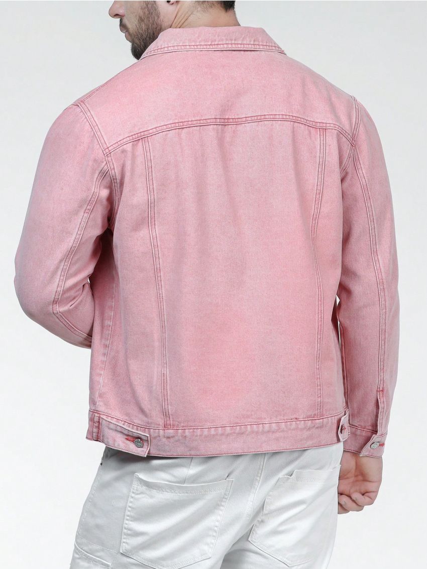 Men Plus Flap Pocket Denim Jacket