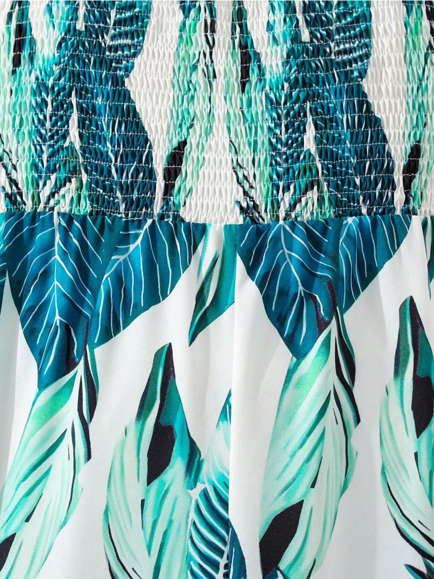 SHEIN Kids FANZEY Tween Girls' Printed Panel Bustier Top Jumpsuit