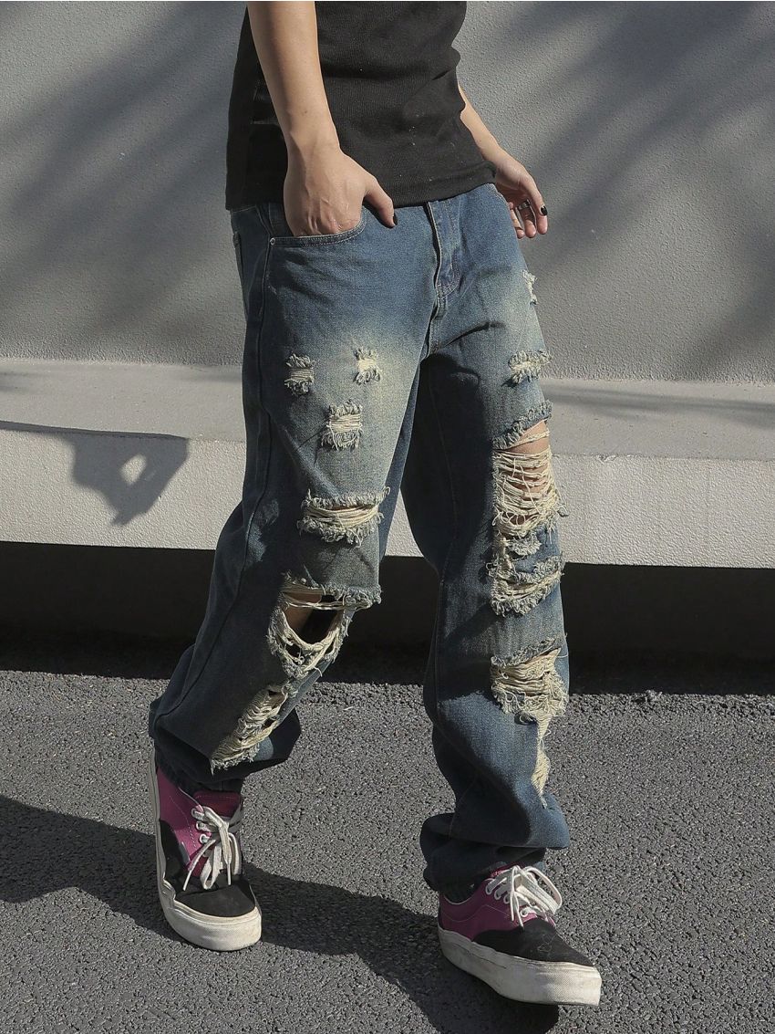 Men'S Distressed Loose Jeans