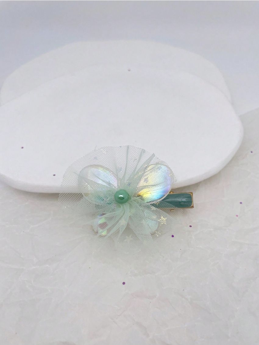 3pcs/set Shiny Hairclips & Mesh Butterfly Decor Hairclips, Suitable For Daily Outfits