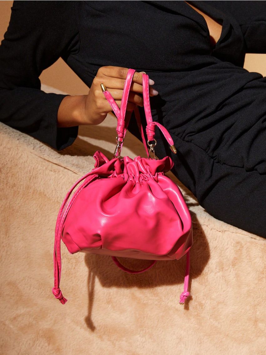 SHEIN SXY 1pc Fashionable Hot Pink Pu Crossbody Bag