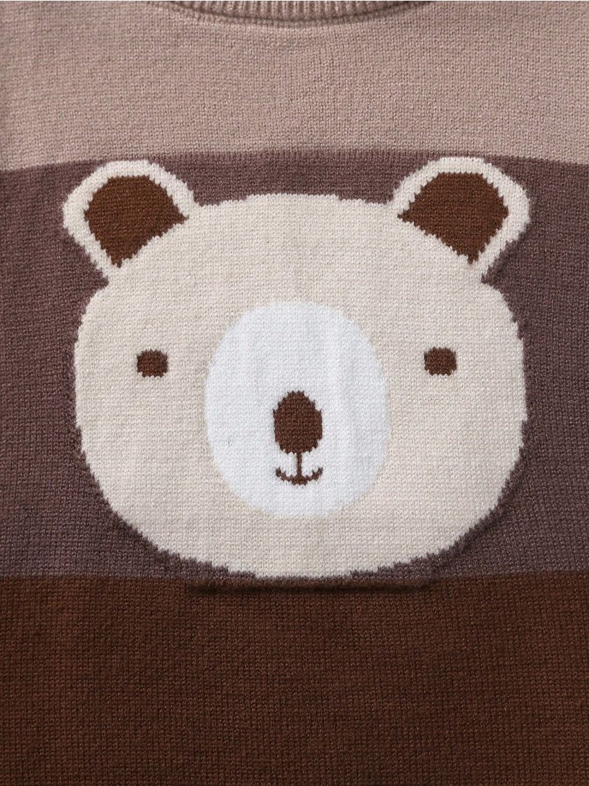 Baby Boys' Color-Blocking Cartoon Pattern Knitted Romper