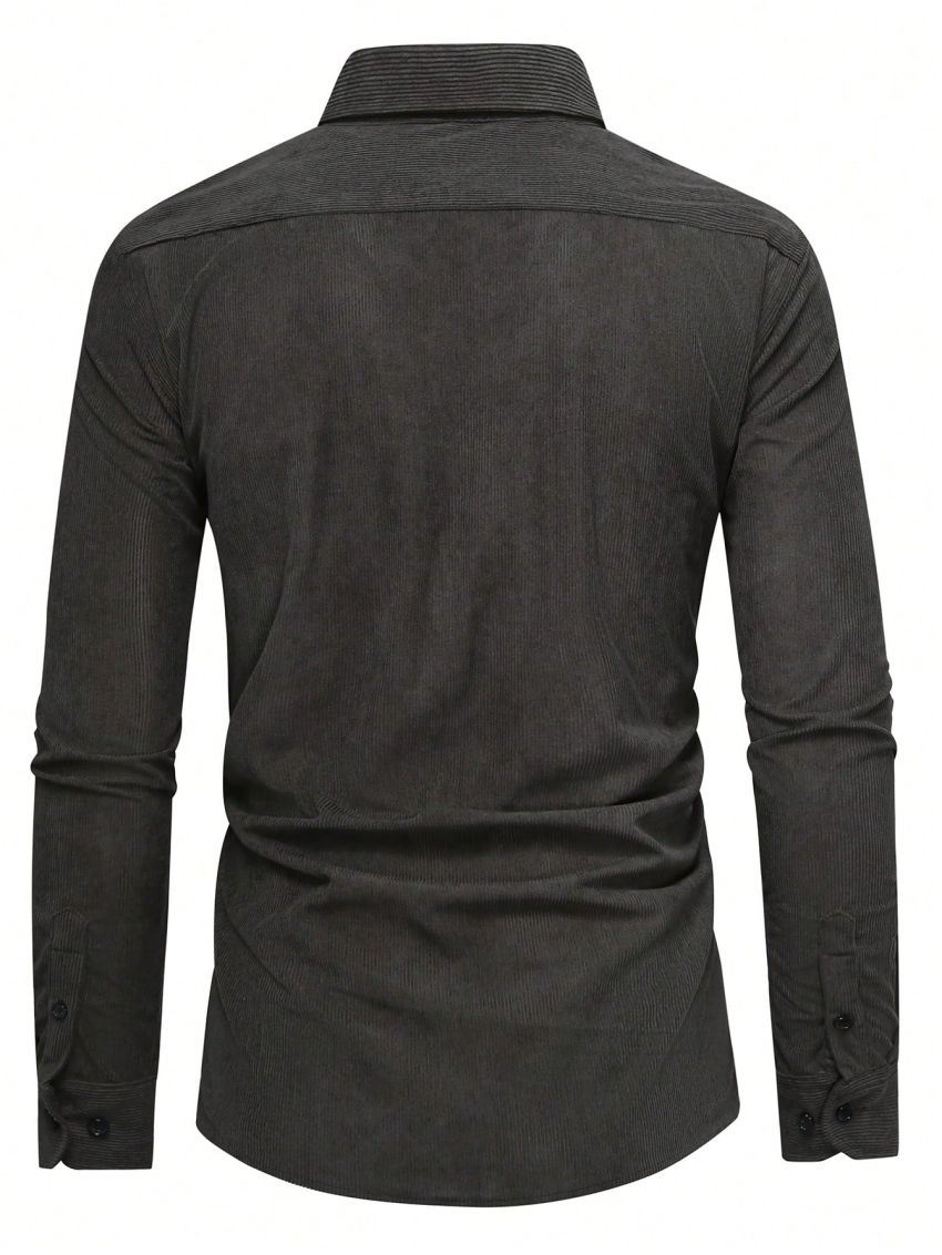 Manfinity Homme Loose Fit Men's Solid Color Long Sleeve Single-Breasted Shirt Jacket