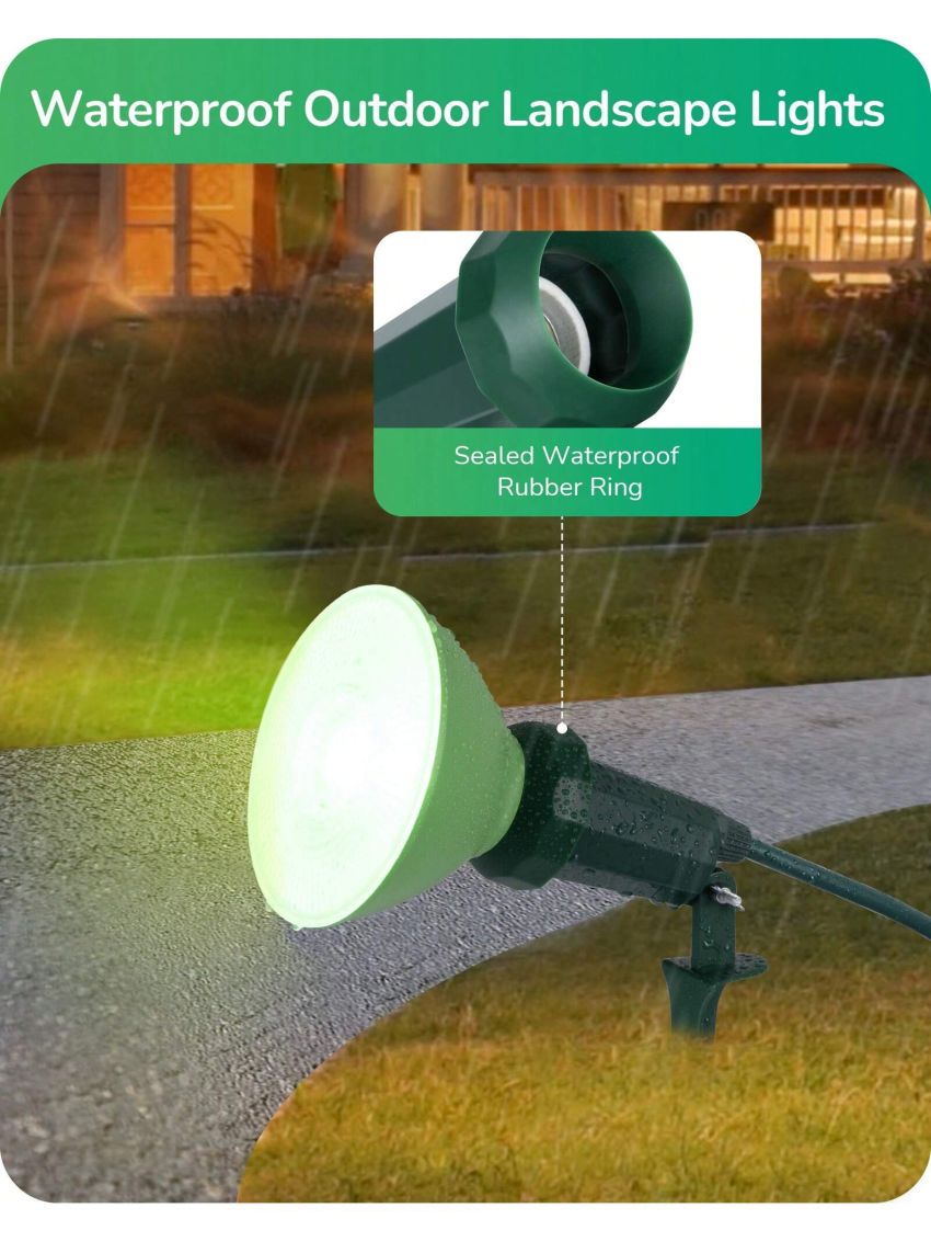 EDISHINE 2 Pack Spotlight Outdoor Plug in with 6FT Cord, 120V Weatherproof Outdoor Flood Stake Lights, E26 Base PAR38 Bulb Outdoor Light Socket for Holiday, Patio, Yard, Flag, UL Listed