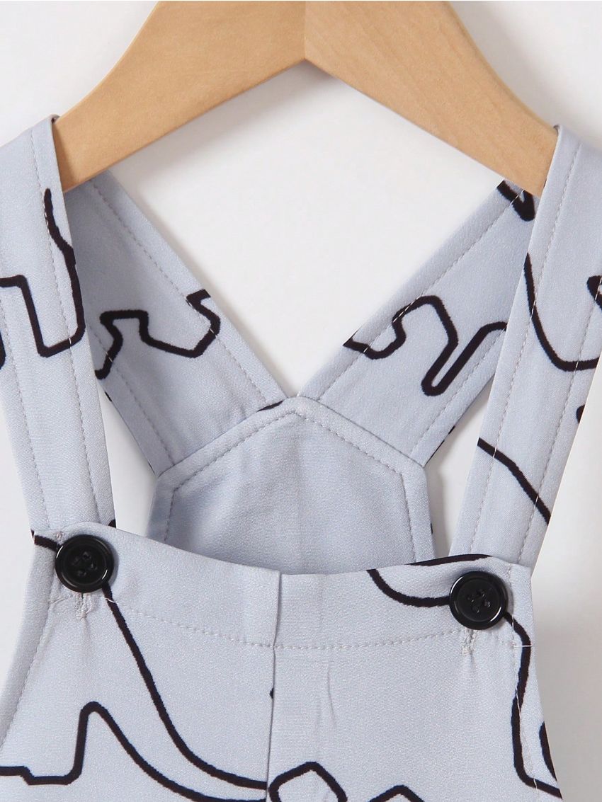 SHEIN Young Boy Cute Dinosaur Printed Jumpsuit, Spring/Summer