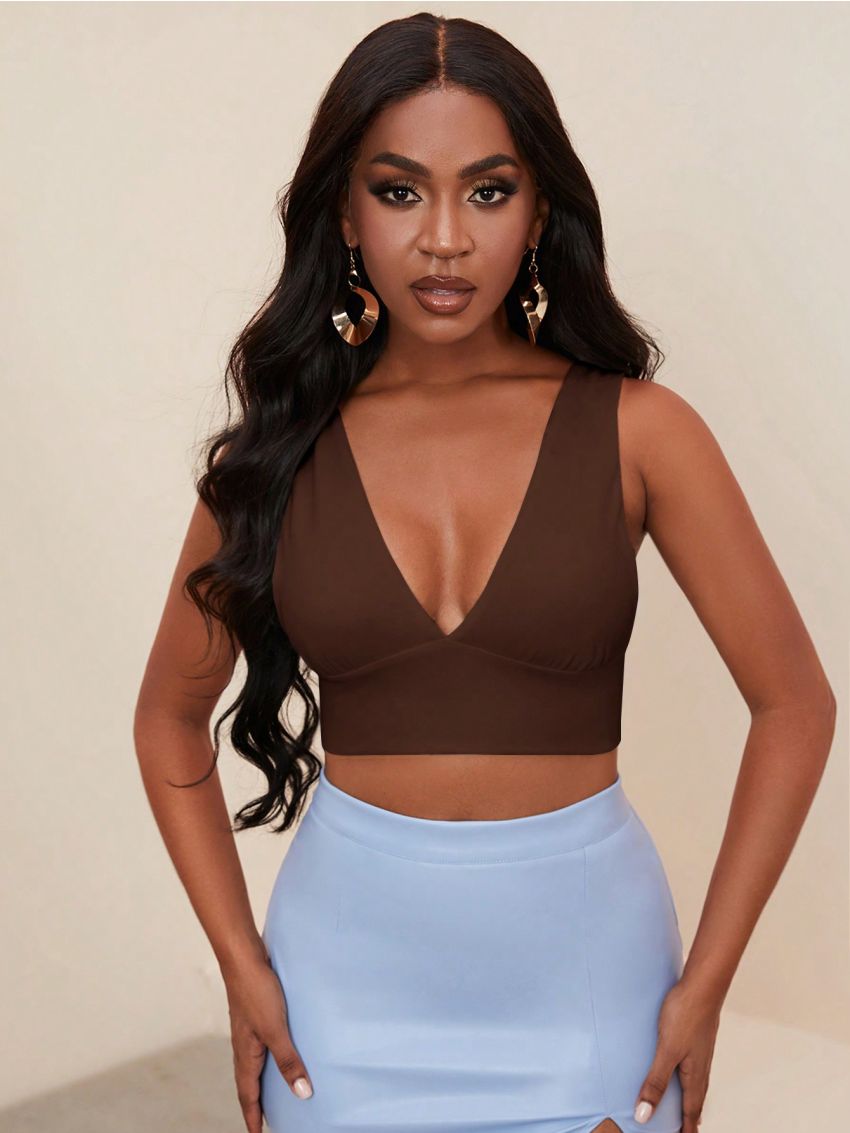 SHEIN Slayr Solid Crop Wide Strap Top