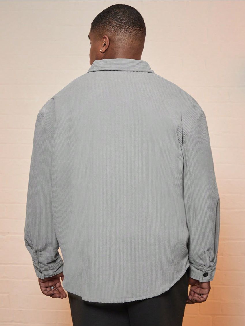 Manfinity Homme Men Plus Flap Pocket Corduroy Shacket