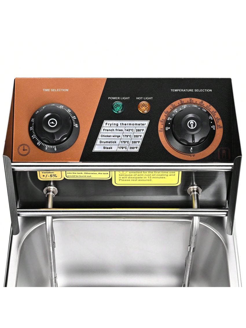 Electric Deep Fryer Countertop Deep Fryer with Basket and Lid,Stainless Steel Single Tank Fryer for Home Use Easy to Clean Oil Fryers