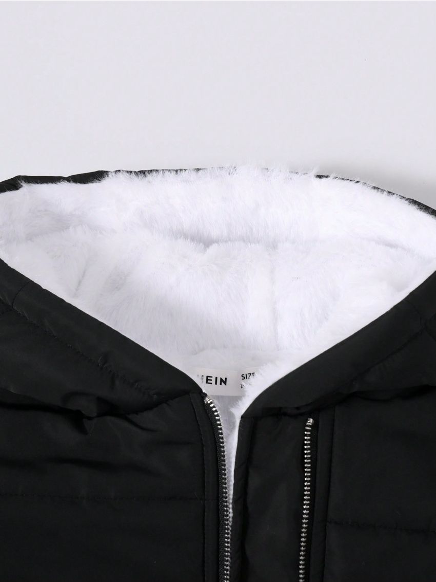 SHEIN Young Boy Teddy Lined Hooded Puffer Coat