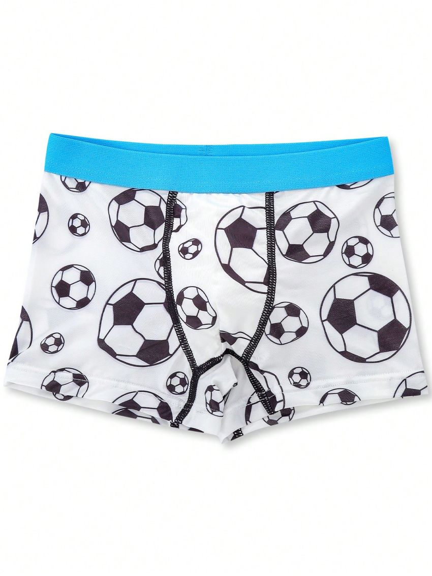 5pcs Football Printed Seamless Boxer Briefs For Tween Boys