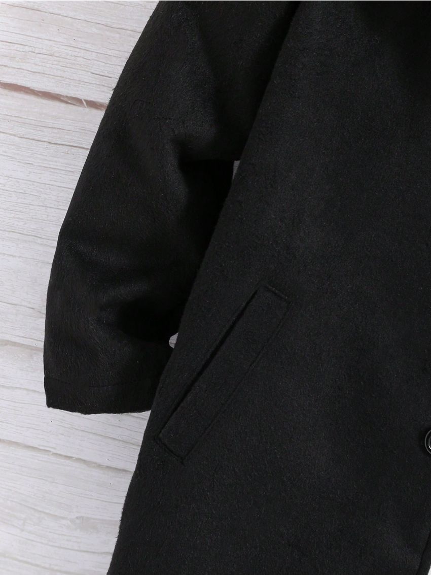 Tween Boy 1pc Button Front Hooded Overcoat