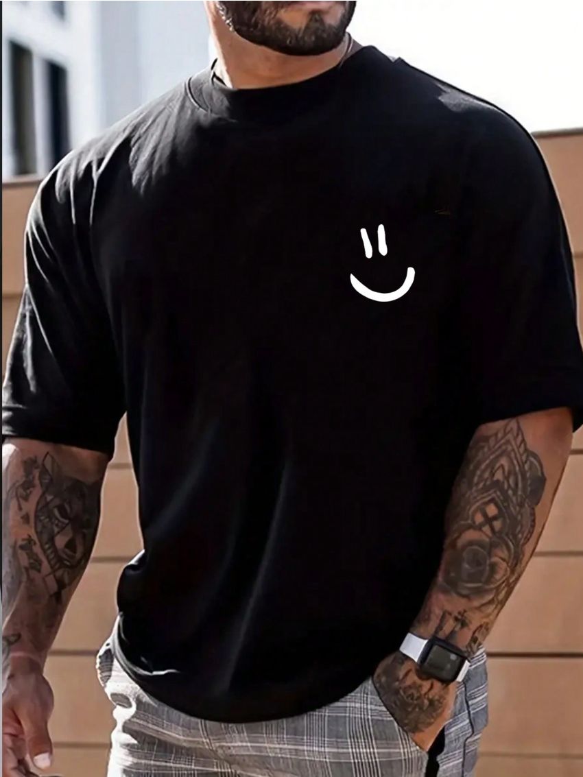 Men'S Plus Size Cartoon Printed Short Sleeve T-Shirt