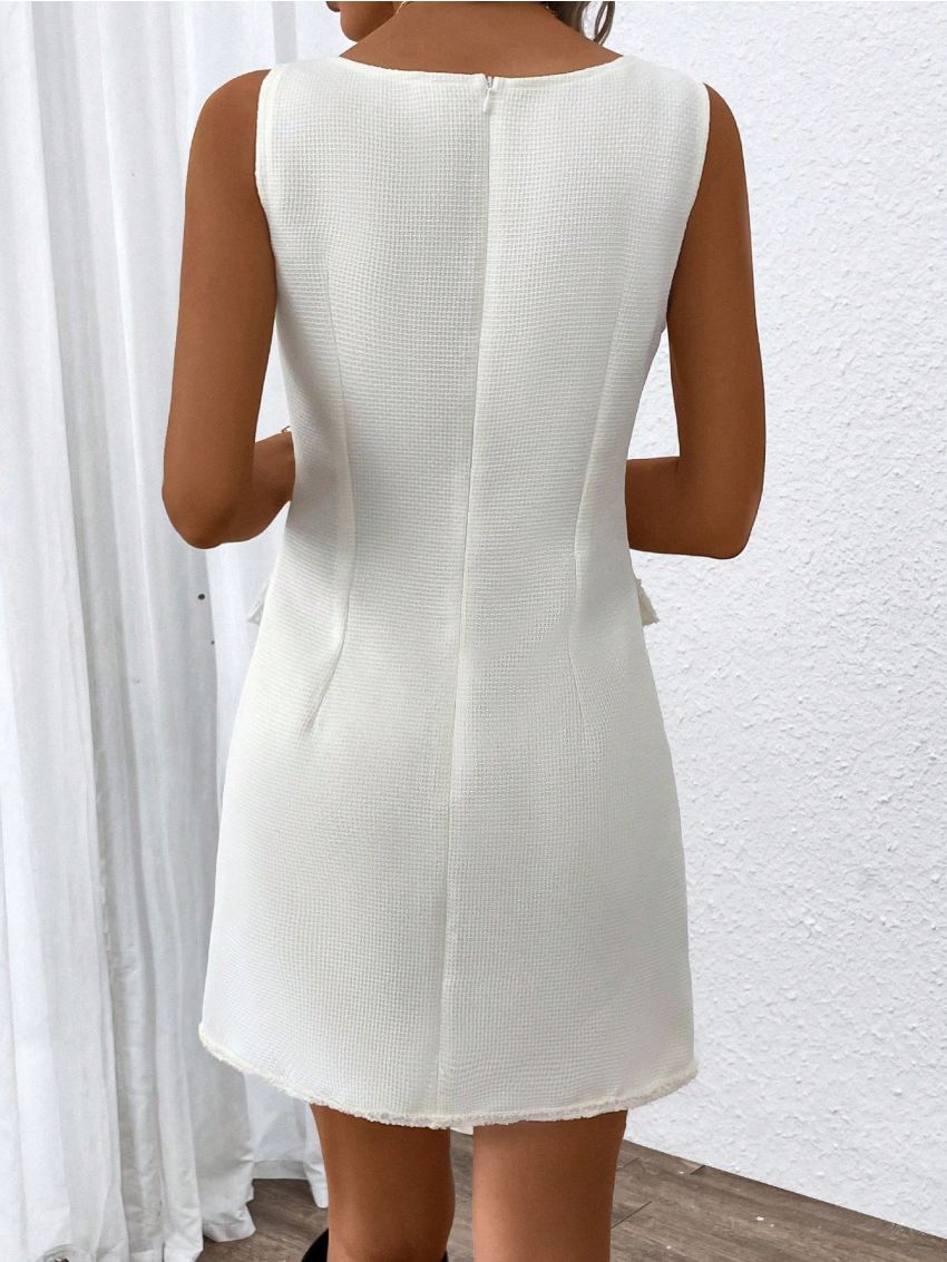 SHEIN Privé Solid Flap Detail Tank Dress