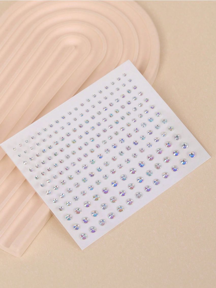 2pcs Multicolored 3d Rhinestone & Pearl Stickers For Eye/face Decors. Suitable For Diy, Music Festivals, Makeup & Dance Parties